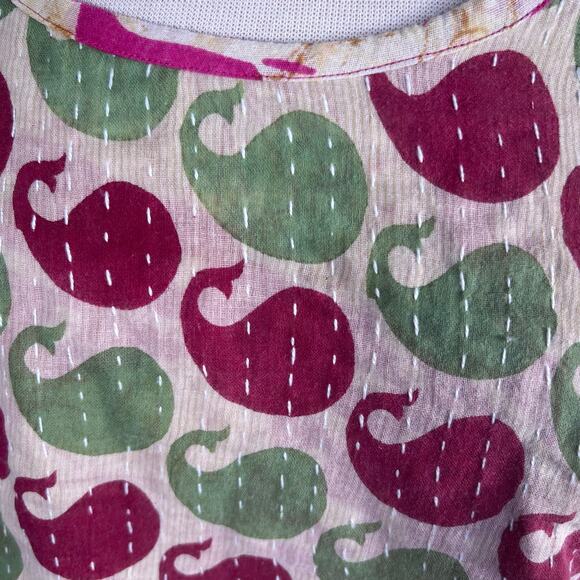 Kantha Reversible Lightweight Cotton Boho Handstiched Top NWOT - Picture 11 of 11